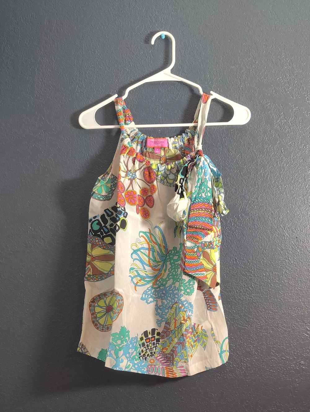 Banana Republic Trina Turk Silk Retro 70s Pattern. Y2k Hippie Silk Tank Top
